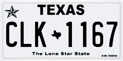 TX license plate CLK1167