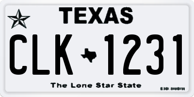 TX license plate CLK1231