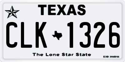 TX license plate CLK1326