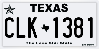 TX license plate CLK1381