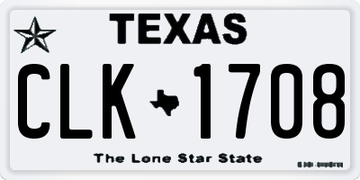 TX license plate CLK1708