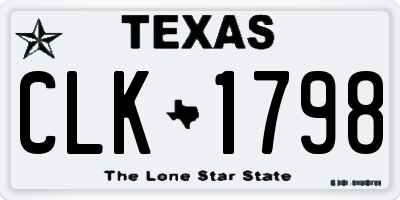 TX license plate CLK1798