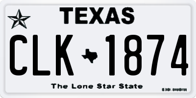 TX license plate CLK1874