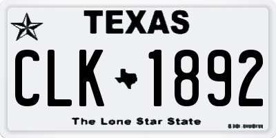 TX license plate CLK1892