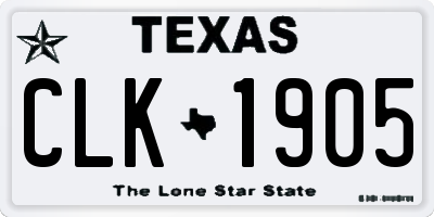 TX license plate CLK1905