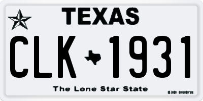TX license plate CLK1931