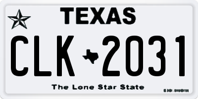 TX license plate CLK2031