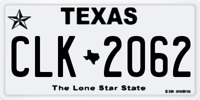TX license plate CLK2062