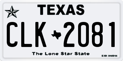 TX license plate CLK2081