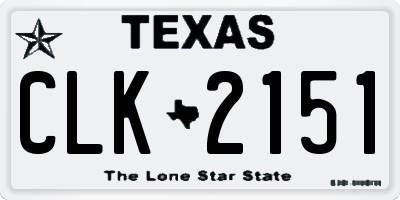 TX license plate CLK2151