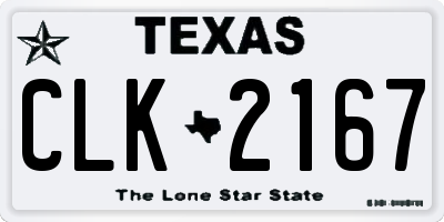 TX license plate CLK2167