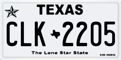TX license plate CLK2205