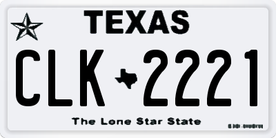 TX license plate CLK2221