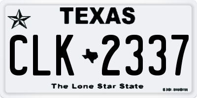 TX license plate CLK2337