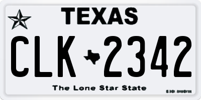 TX license plate CLK2342