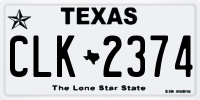 TX license plate CLK2374