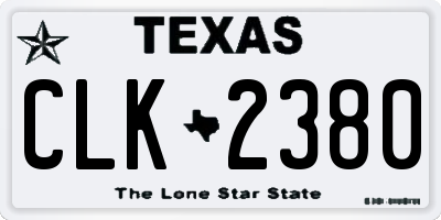 TX license plate CLK2380