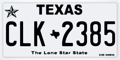 TX license plate CLK2385