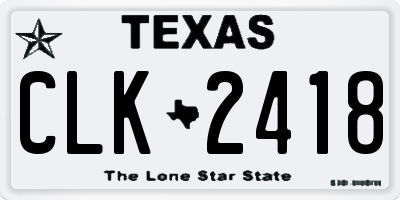 TX license plate CLK2418