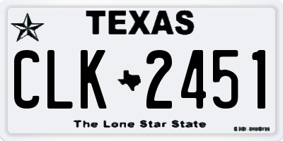 TX license plate CLK2451
