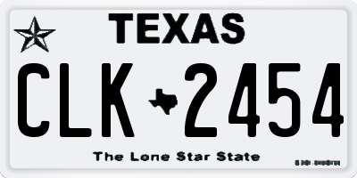TX license plate CLK2454