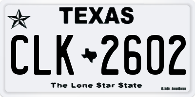 TX license plate CLK2602