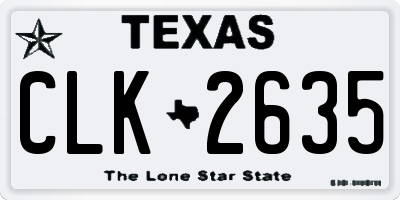 TX license plate CLK2635