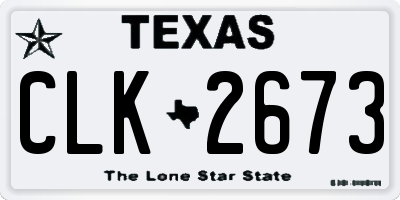 TX license plate CLK2673