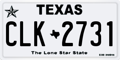 TX license plate CLK2731