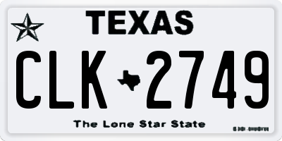TX license plate CLK2749
