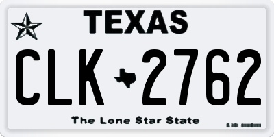 TX license plate CLK2762