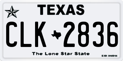TX license plate CLK2836