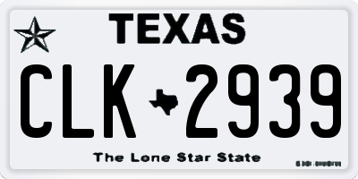 TX license plate CLK2939