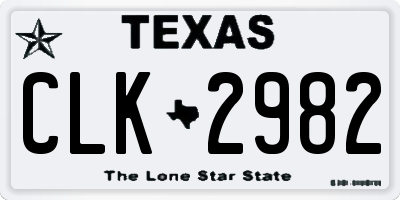 TX license plate CLK2982