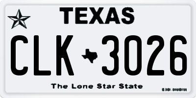 TX license plate CLK3026