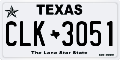 TX license plate CLK3051