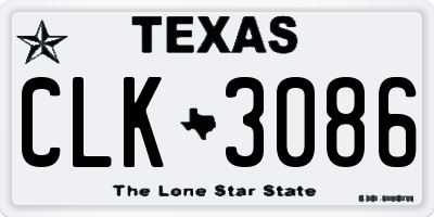 TX license plate CLK3086
