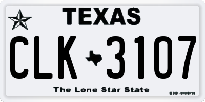 TX license plate CLK3107