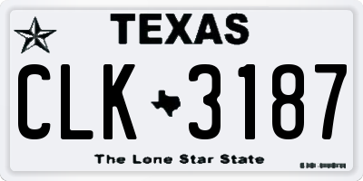TX license plate CLK3187
