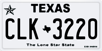 TX license plate CLK3220