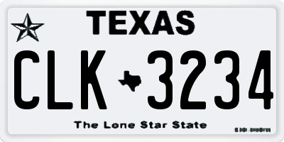 TX license plate CLK3234
