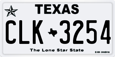 TX license plate CLK3254