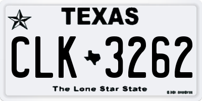 TX license plate CLK3262