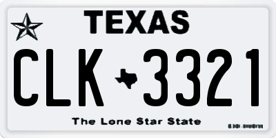 TX license plate CLK3321