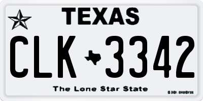 TX license plate CLK3342
