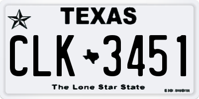 TX license plate CLK3451