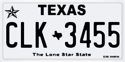 TX license plate CLK3455