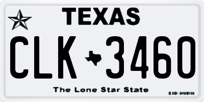 TX license plate CLK3460