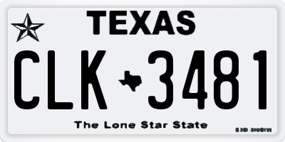 TX license plate CLK3481