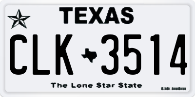 TX license plate CLK3514